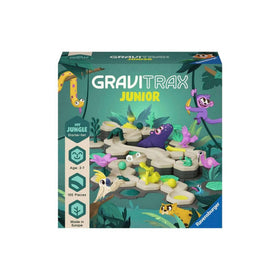 Ravensburger GraviTrax Junior marble track elements illustrate gravity-driven challenges