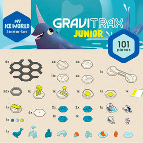 Snow elements add seasonal texture to GraviTrax Junior play.