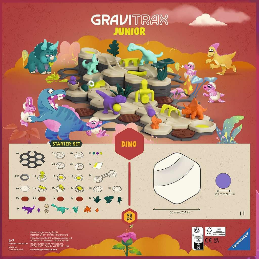Ravensburger GraviTrax Junior dinosaur figures and themed elements for imaginative play