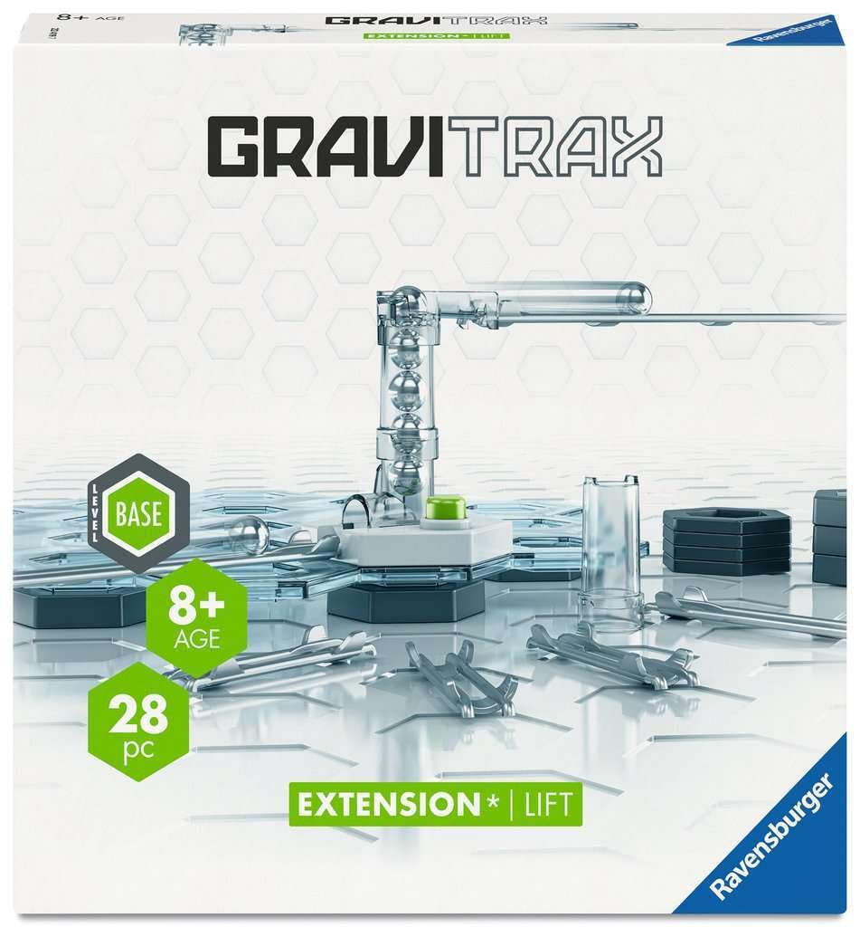 Ravensburger GraviTrax Lifter button press elevates a marble for dynamic play