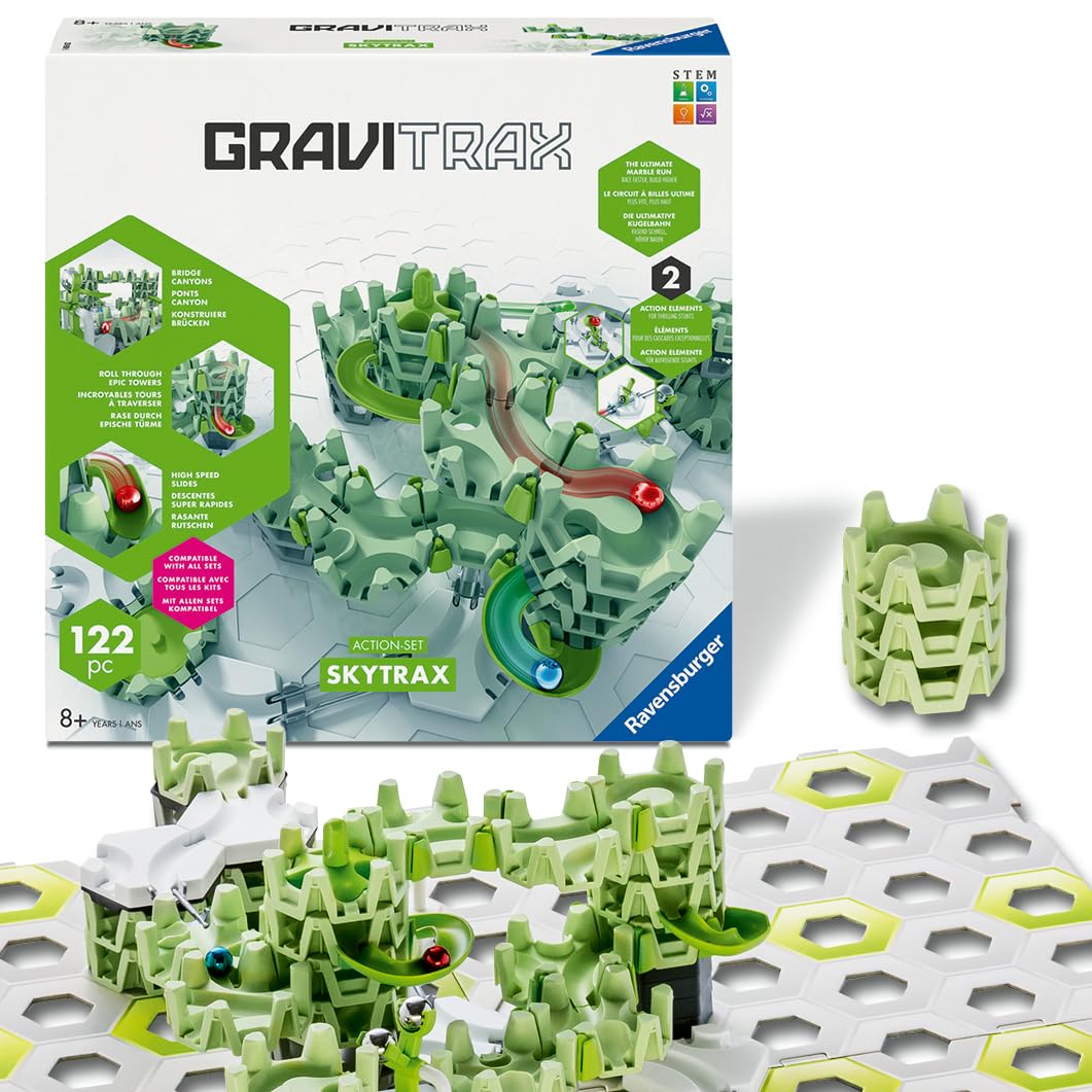 Ravensburger GraviTrax Skytrax stones and bridges enabling dynamic marble paths