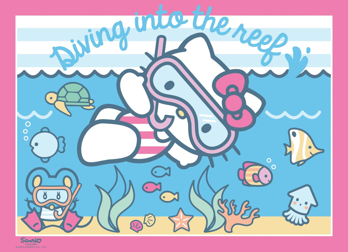 Ravensburger Hello Kitty puzzle pieces close-up highlights vibrant colors for sorting