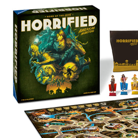 Ravensburger Horrified American Monsters board game setup for epic cooperative play.
