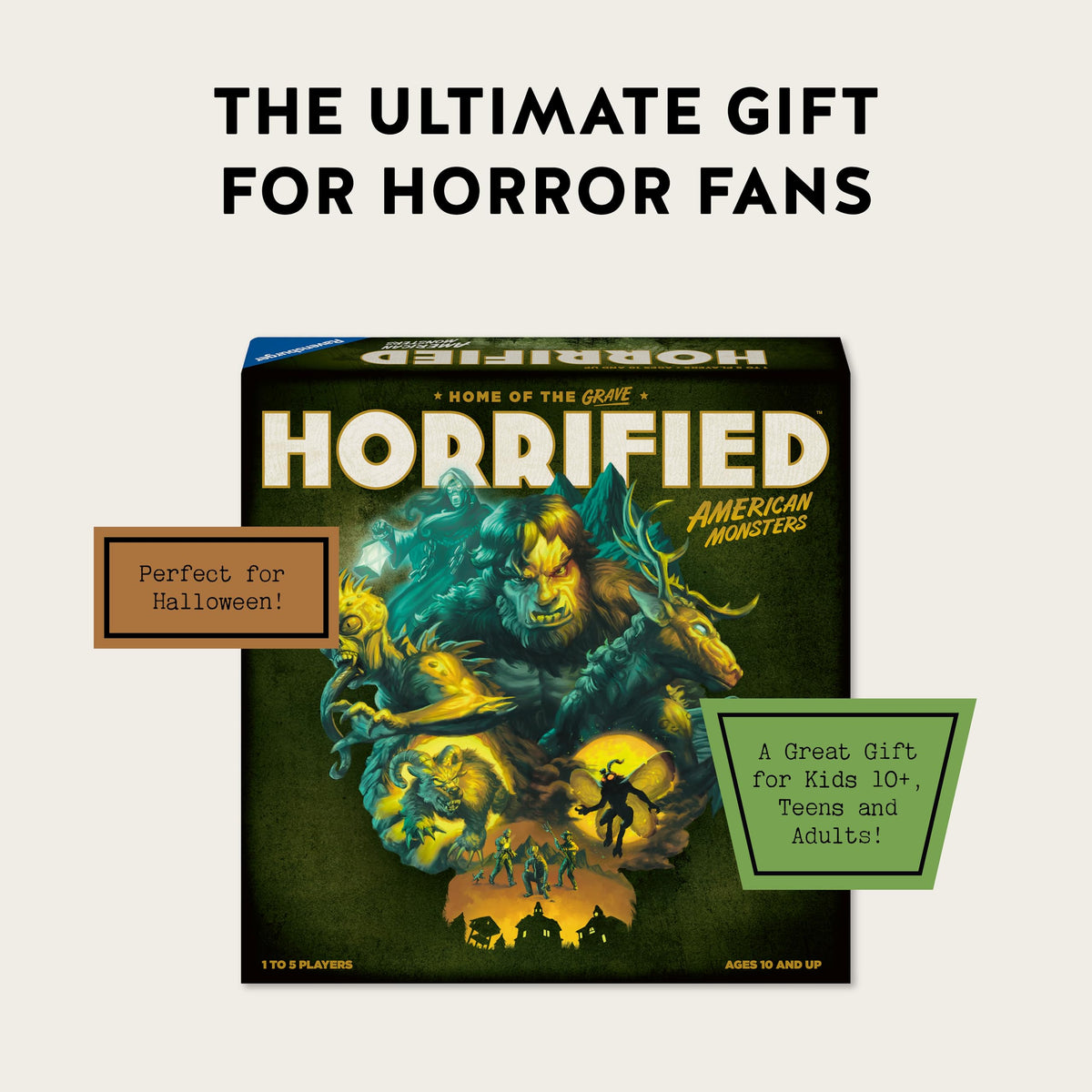 Family and friends enjoy cooperative gameplay with Ravensburger Horrified American Monsters.