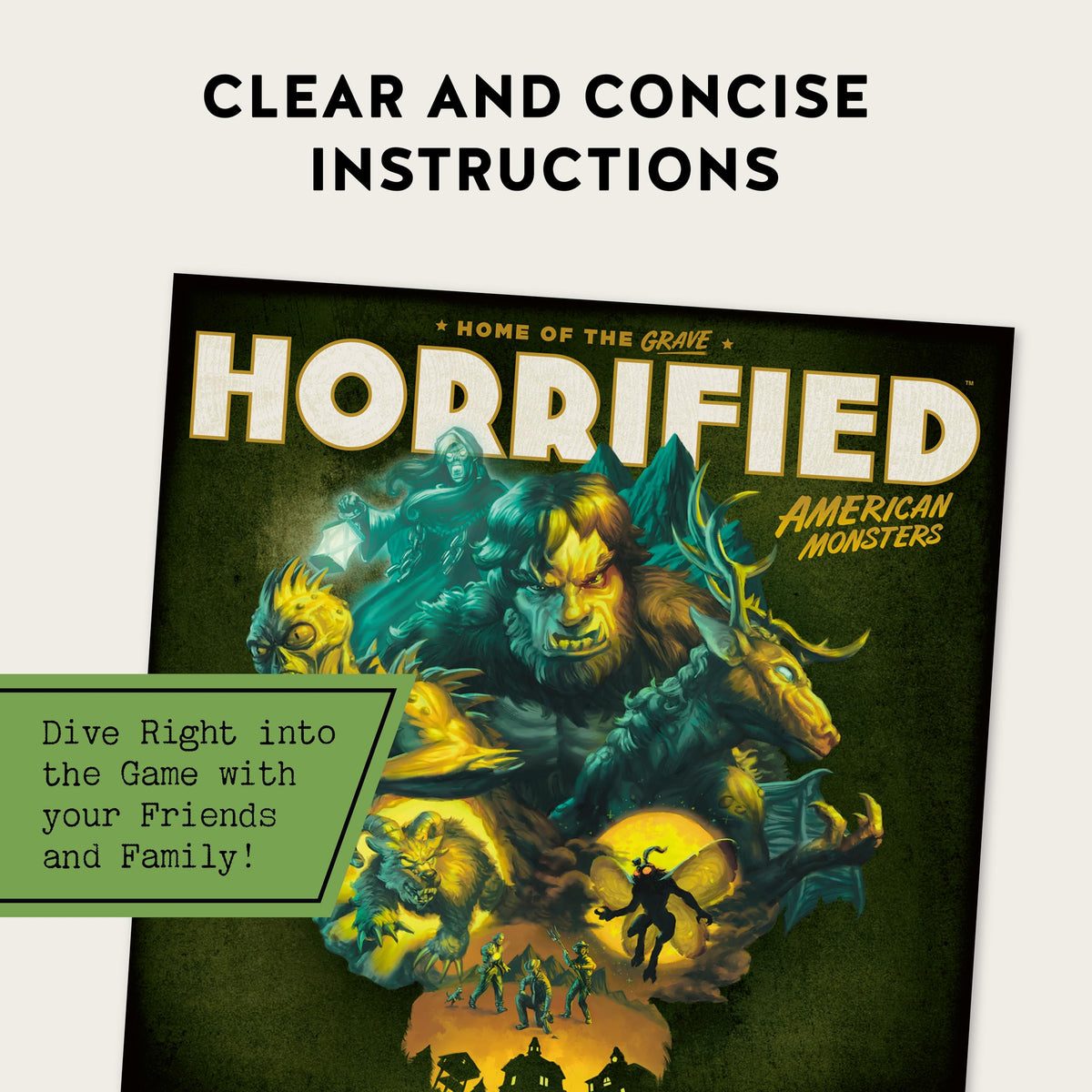 Horrified American Monsters hero figures guide your team through challenging encounters.