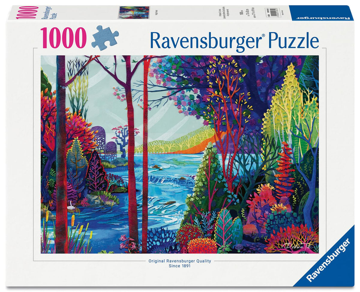 Ravensburger Indigo Forest puzzle pieces closeup showing layered textures for immersion