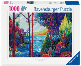 Ravensburger Indigo Forest puzzle pieces closeup showing layered textures for immersion