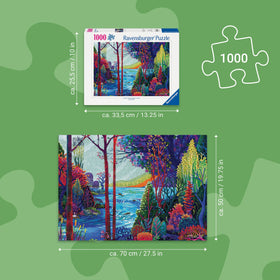 Ravensburger Indigo Forest puzzle texture details highlighting layered trees for realism