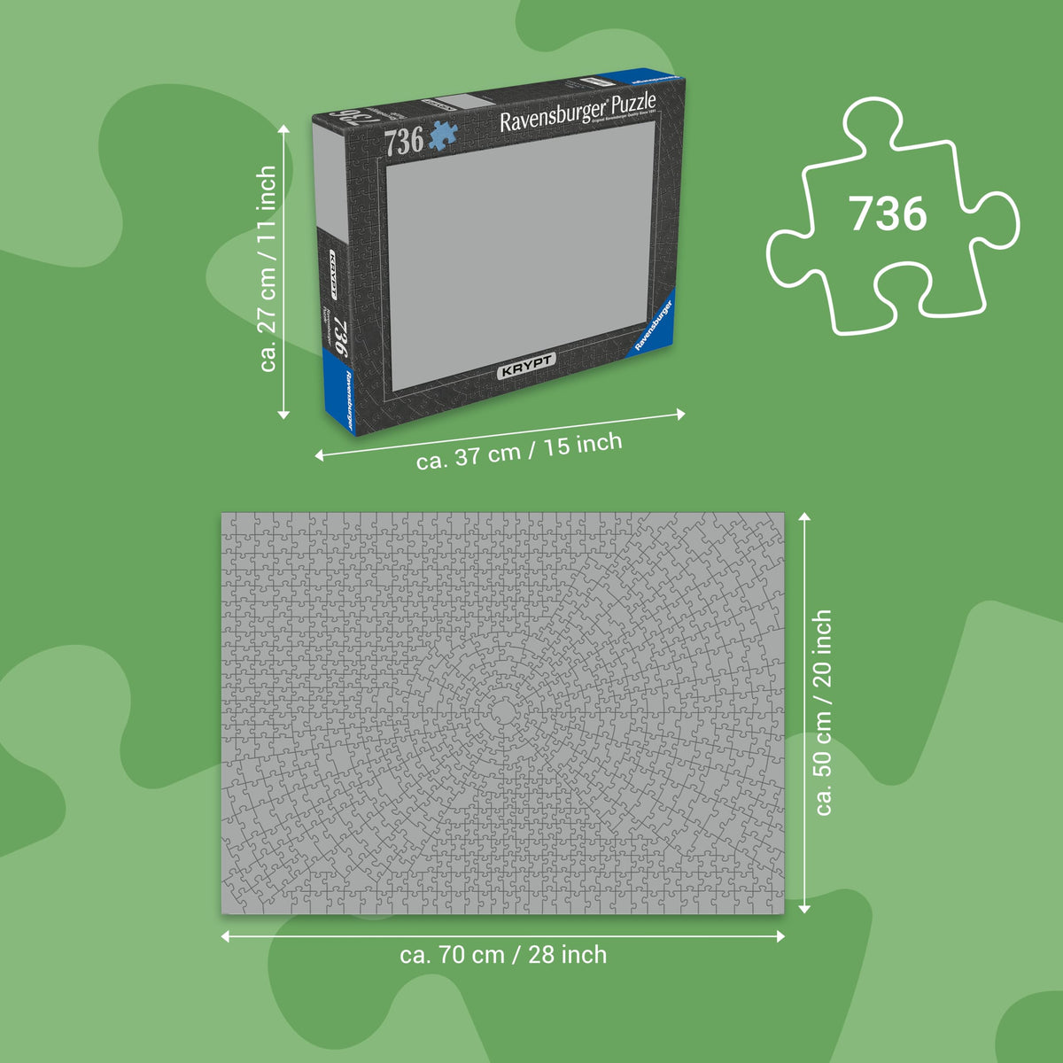 Ravensburger Krypt Black glare-free cardboard reduces reflections during building.