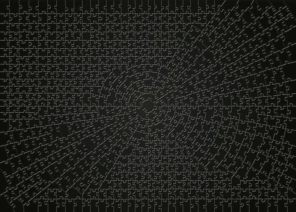 Ravensburger Krypt Black spiral-cut pattern challenges perception-driven solving.
