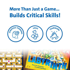 Ravensburger Labyrinth insert tile action demonstrates shifting walls during play.