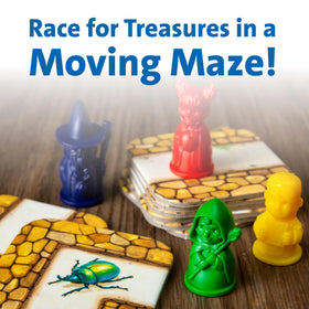 Ravensburger Labyrinth playing pieces ready to move through changing paths.