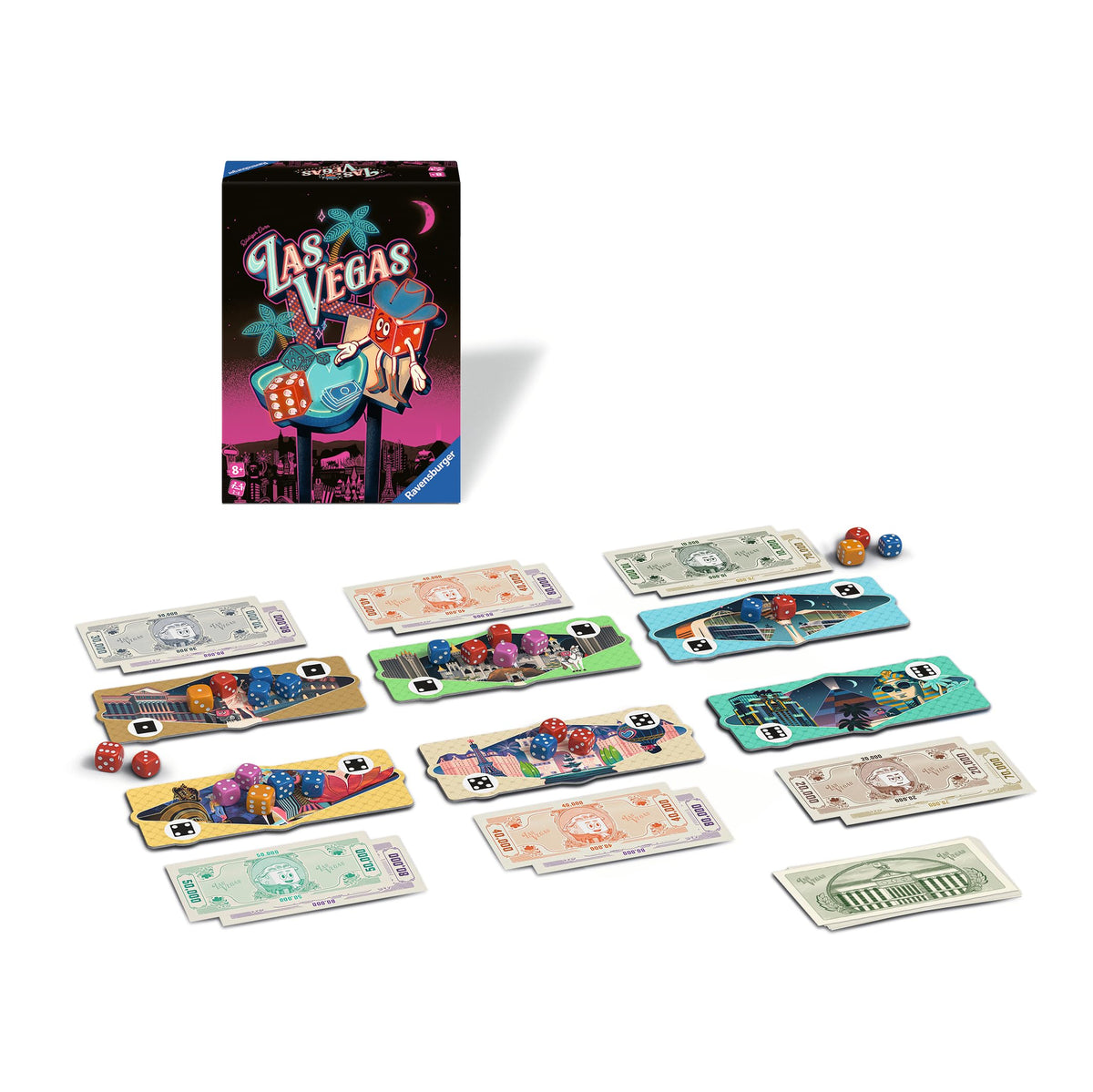 Ravensburger Las Vegas board game Biggys focus with larger dice adding tactile excitement.