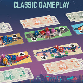 Ravensburger Las Vegas board game money cards highlight quick negotiations and scoring.