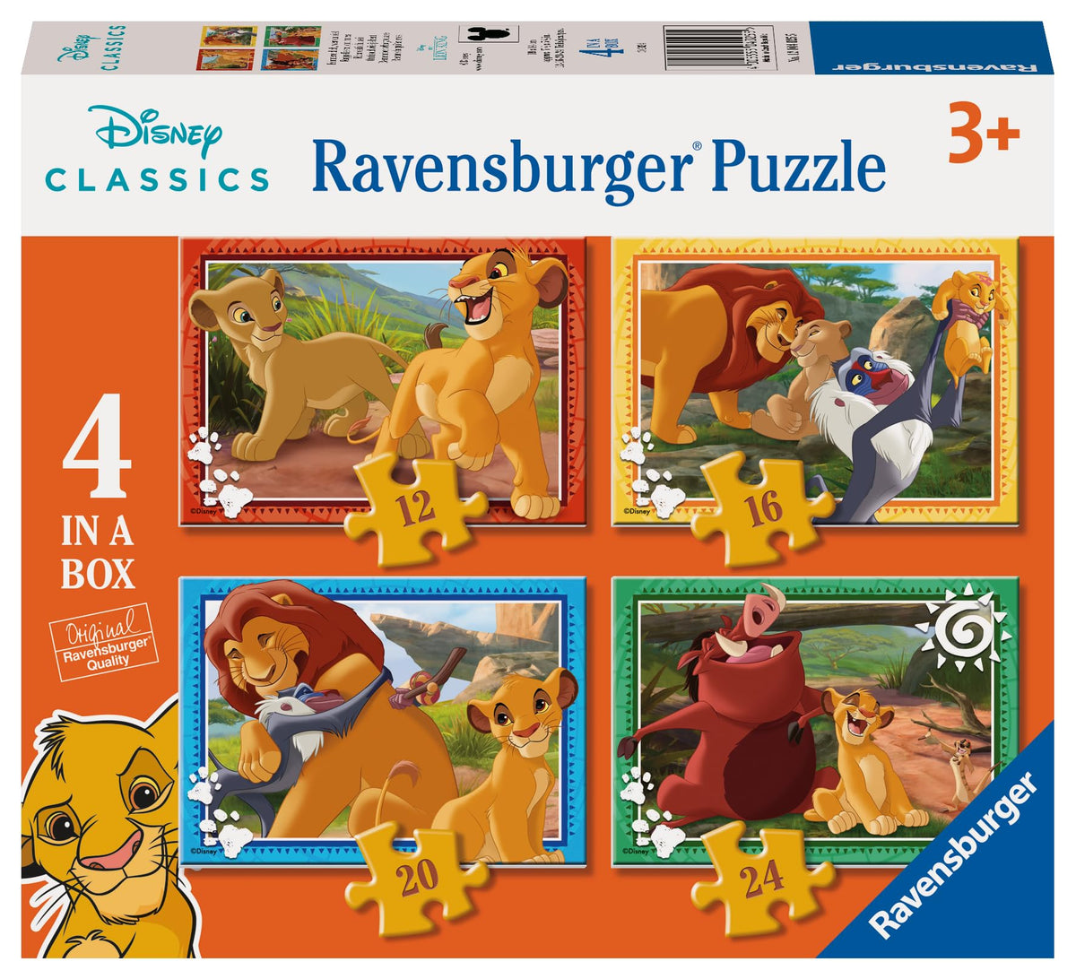 Ravensburger Lion King puzzle 3 years front cover with vibrant artwork for imaginative play