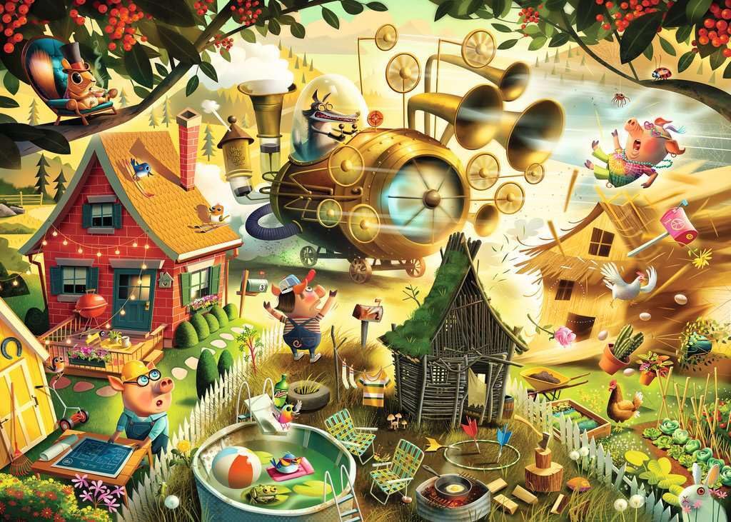 Ravensburger Look Out Little Pigs puzzle pieces closeup highlighting fit