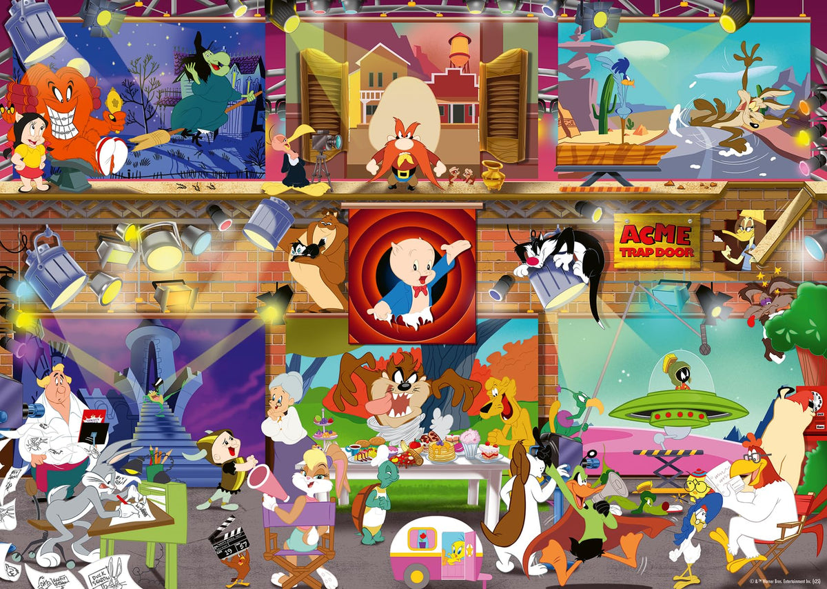 Ravensburger Looney Tunes Studio puzzle featuring backstage chaos for mindful evenings.