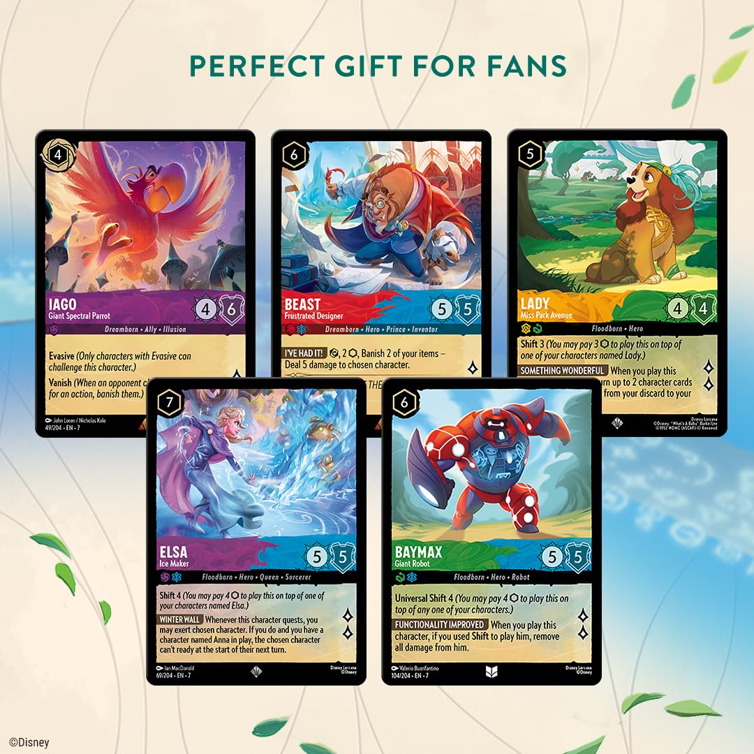 Ravensburger Lorcana Archazia's Island cards spread, perfect for trading and building decks