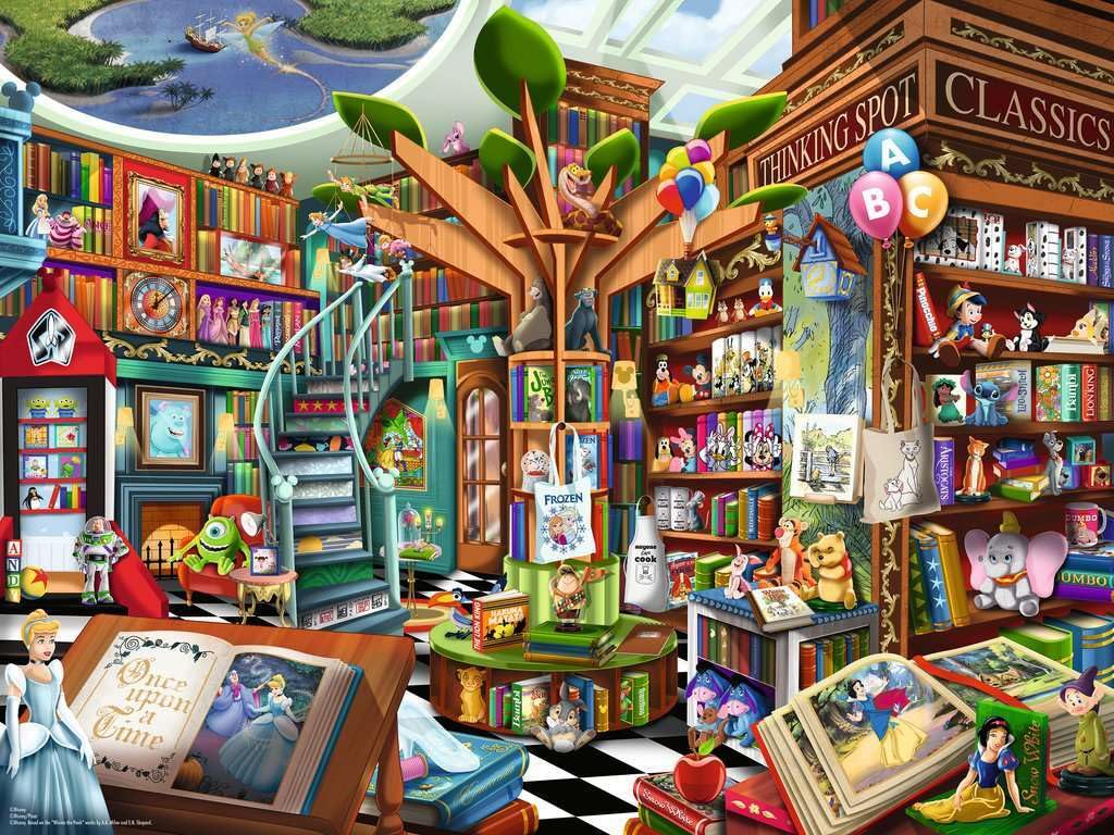 Ravensburger Magical Disney Bookshop puzzle pieces coming together for calm focus