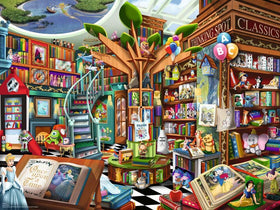 Ravensburger Magical Disney Bookshop puzzle pieces coming together for calm focus