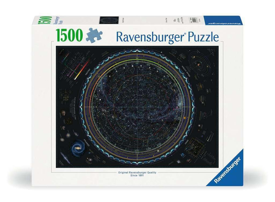 Ravensburger Map of the Universe reveals galaxies for mindful exploration.