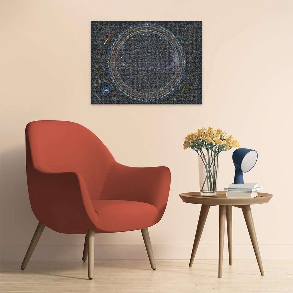 Ravensburger Map of the Universe puzzle uses linen texture to reduce glare.