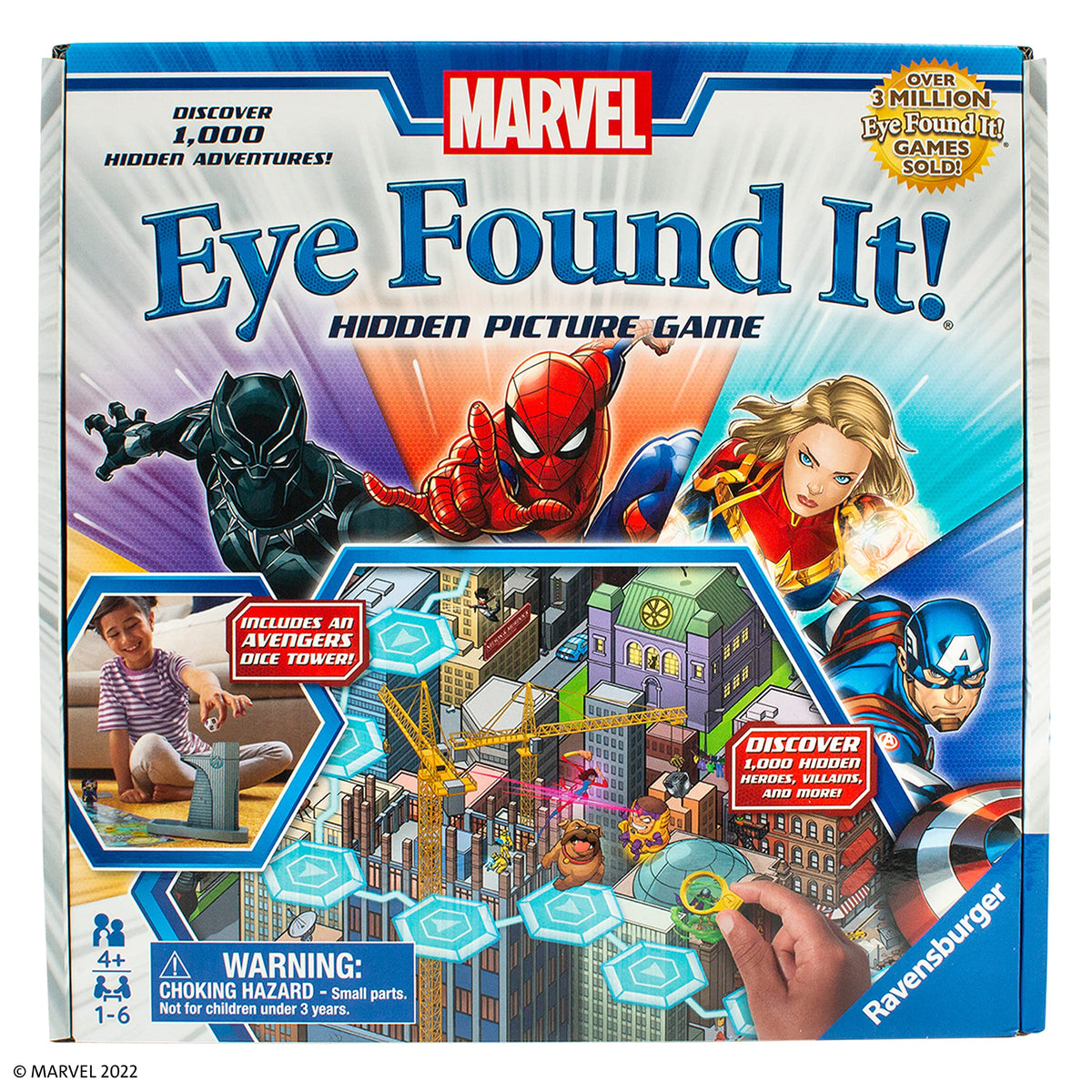 Ravensburger Marvel Eye Found It board game showing Asgard skyline enhances focus during searches