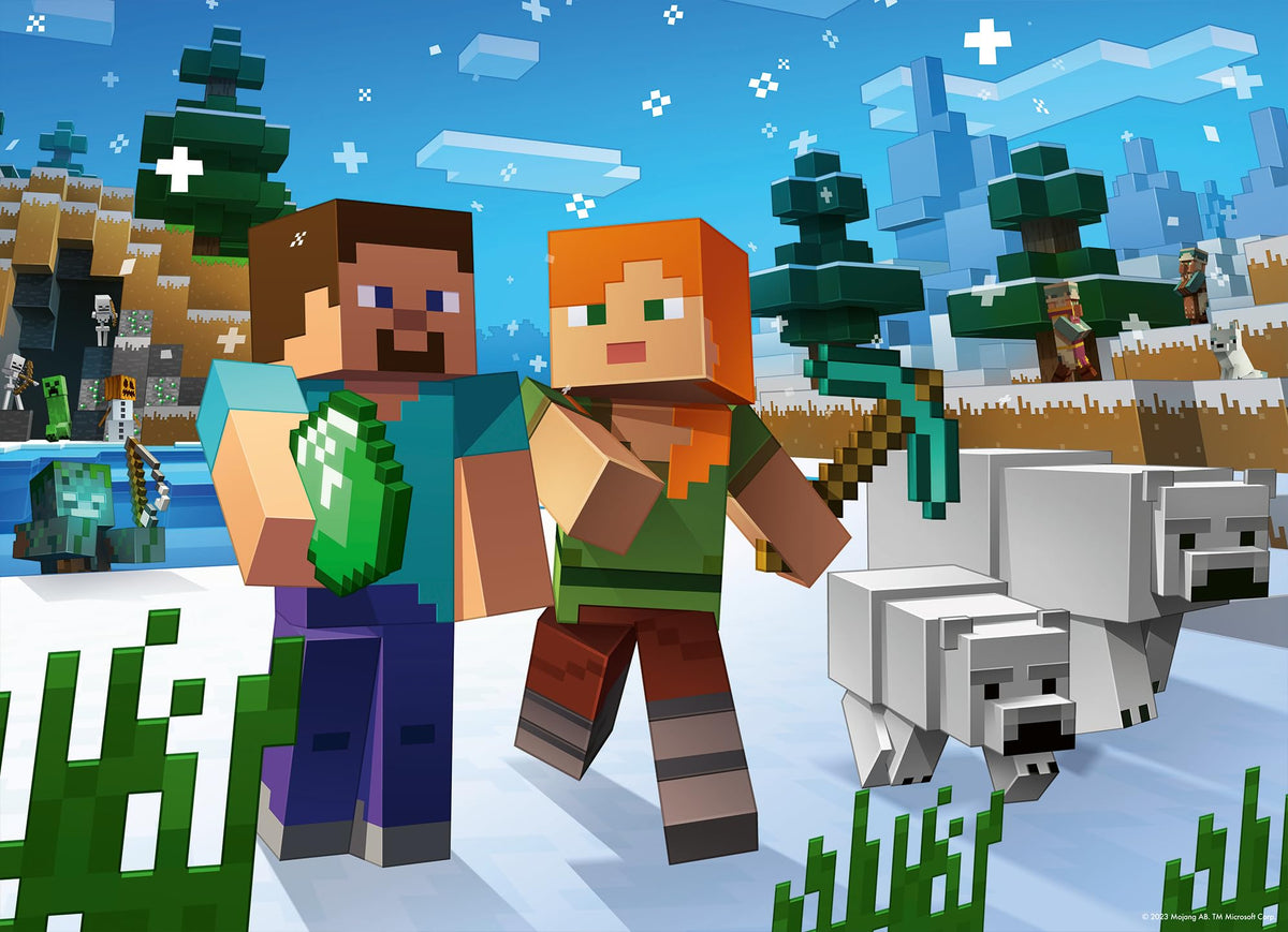 Ravensburger Minecraft biomes landscape; rich colors enhance immersion and concentration.