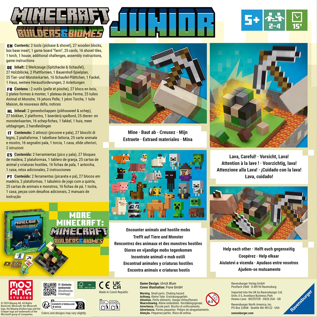 Ravensburger Minecraft Builders Biomes Junior colorful farm layout inspires imagination.
