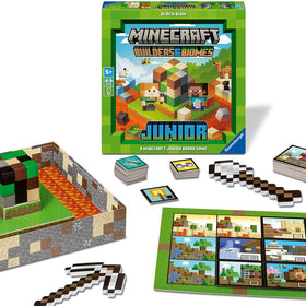 Ravensburger Minecraft Builders Biomes Junior farm-building scene promoting teamwork.