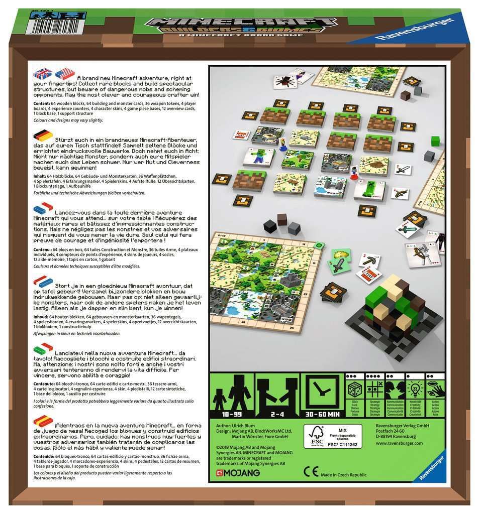 Mobs and weapon tokens from Ravensburger Minecraft Builders & Biomes.