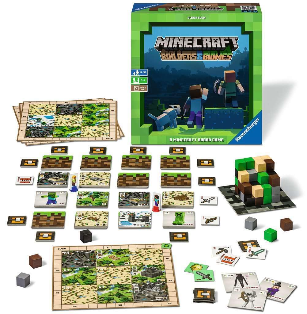 64 resource cubes included for resource gathering in Ravensburger Minecraft Builders & Biomes.