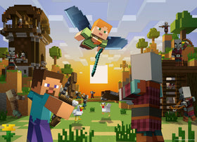Ravensburger Minecraft characters and creatures scene; dynamic visuals invite storytelling.