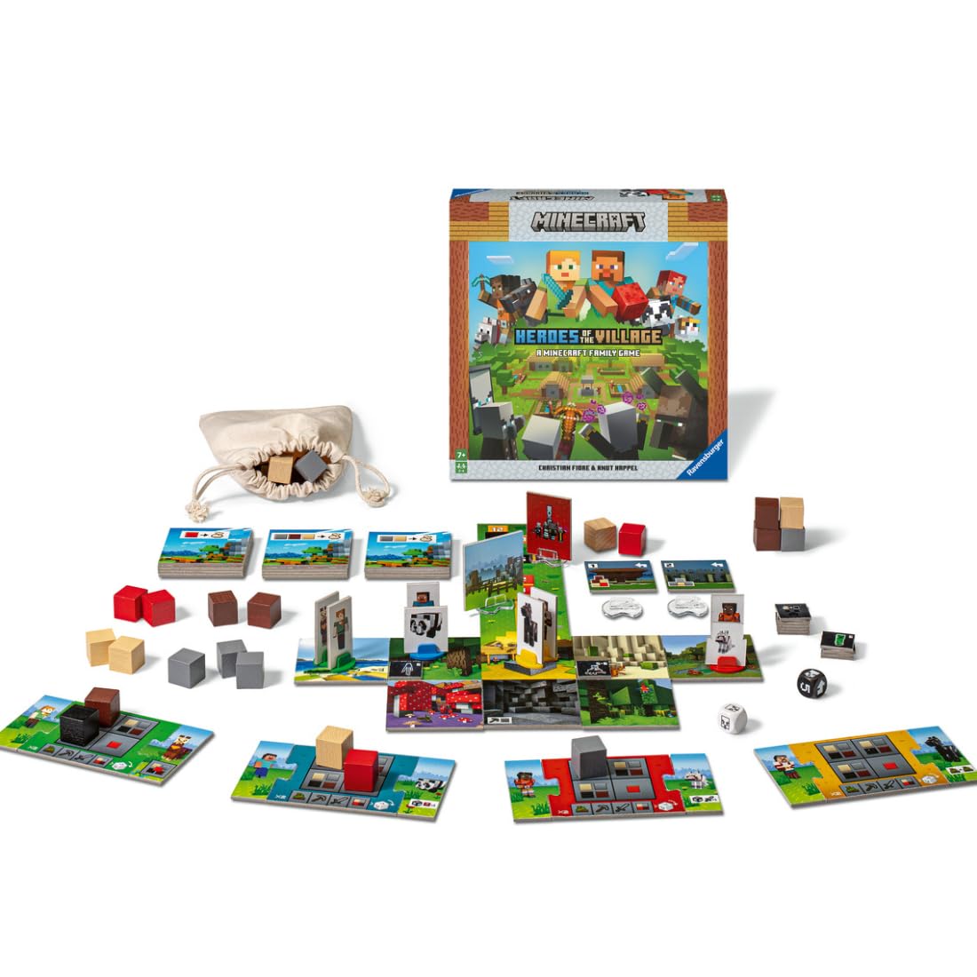Ravensburger Minecraft Heroes of the Village components enhance immersive play and replayability