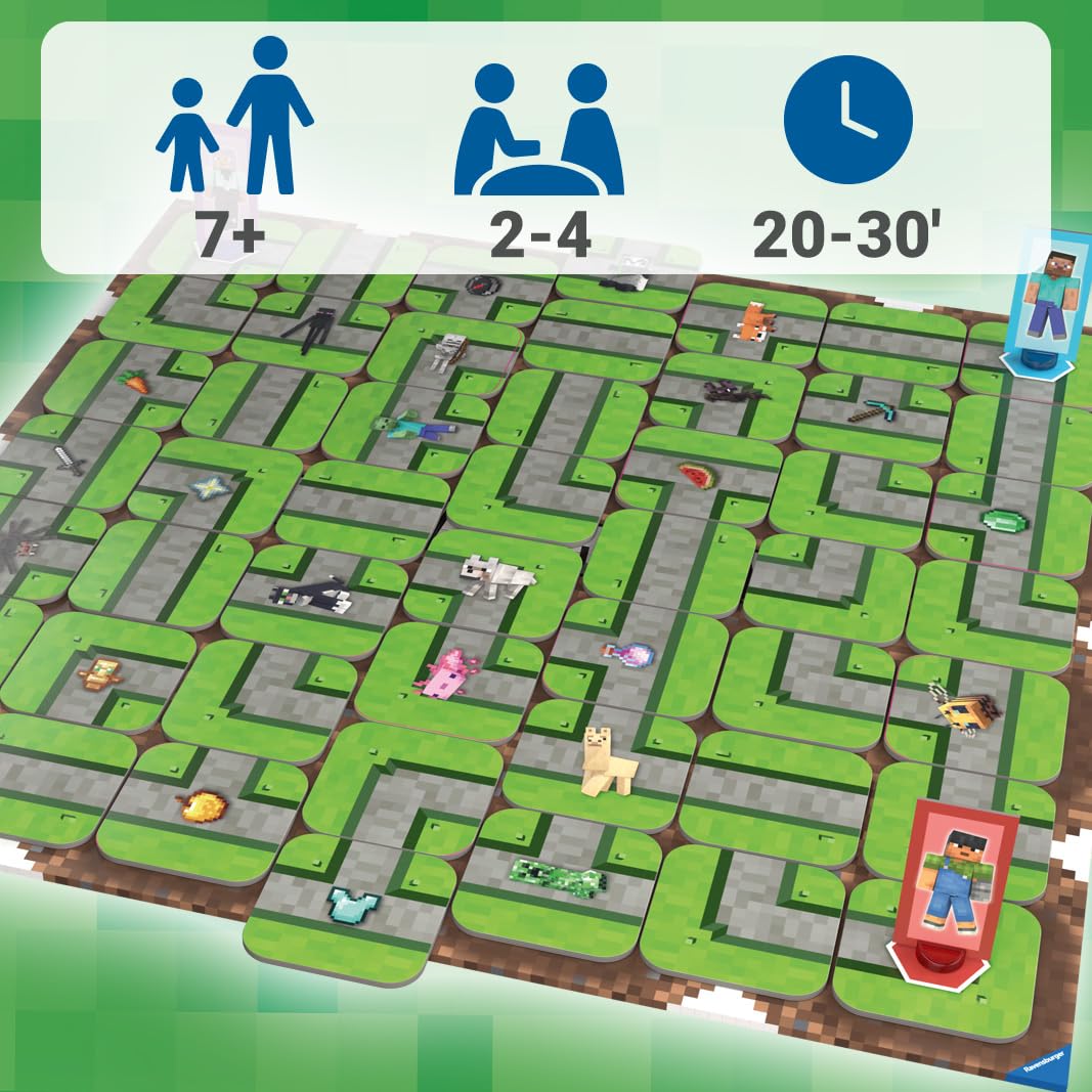 Ravensburger Minecraft Labyrinth sliding maze with moving corridors in action