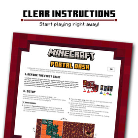 Ravensburger Minecraft Portal Dash instruction book, clear rules for quick, confident learning.