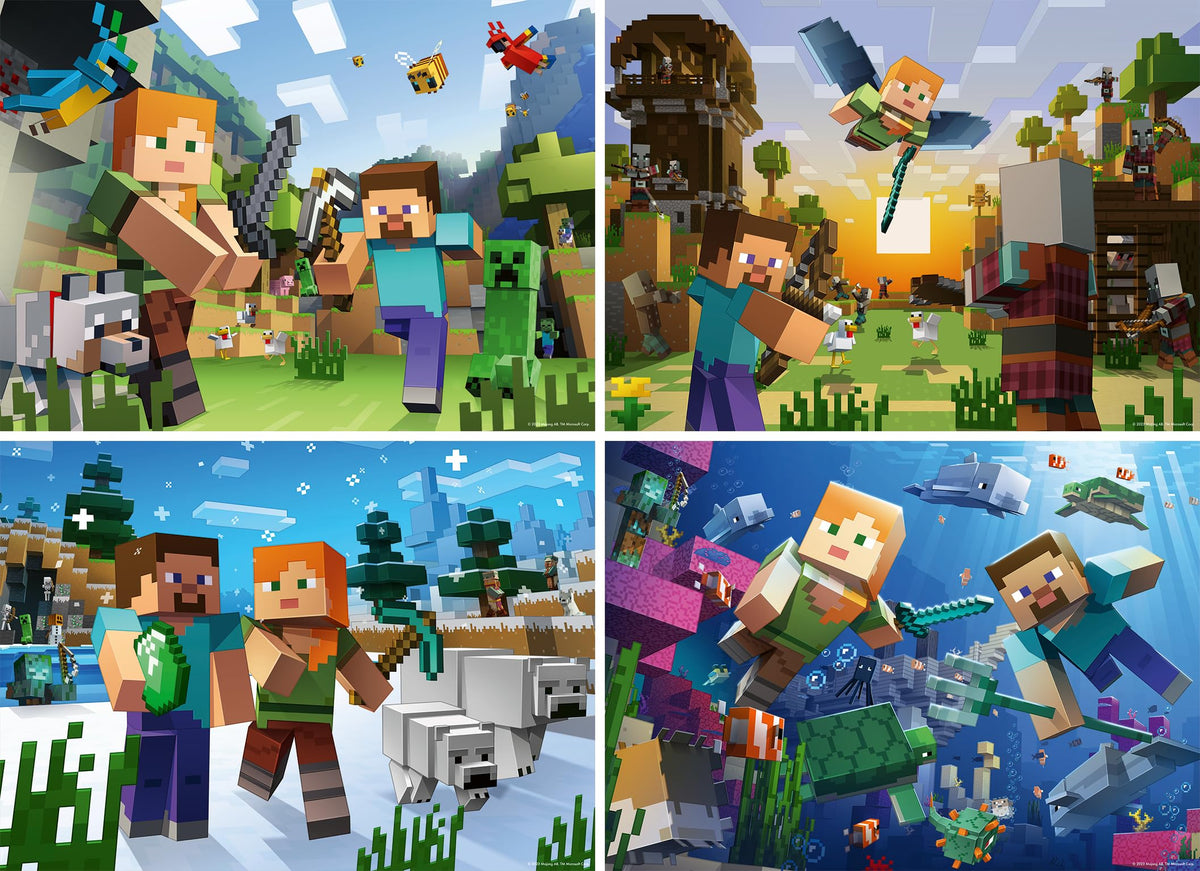 Ravensburger Minecraft survival caves scene; engaging design sparks problem-solving curiosity.