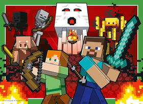 Ravensburger Minecraft unicorn adventure puzzle showcasing magical realms and bright visuals.
