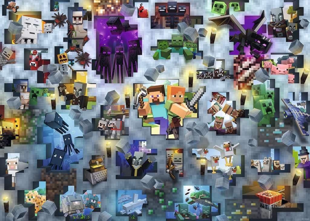 Ravensburger Mojang Minecraft battle scene invites immersive solo or group puzzling sessions.