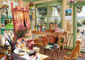 Ravensburger My Haven Artist's Shed mountains and gardens scene for mindful puzzling