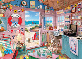 Ravensburger My Haven No7 Beach Hut front view for calming puzzling sessions