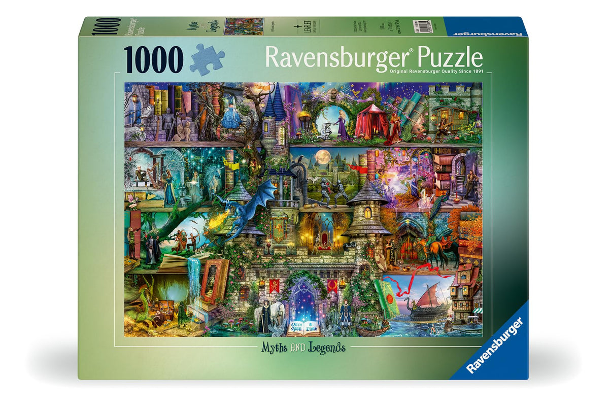 Ravensburger Myths & Legends unicorn meadow puzzle—bright imagery supports relaxing, screen-free evenings.
