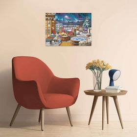 Ravensburger Northern Lights puzzle emphasizes linen texture reducing glare for focused assembly.
