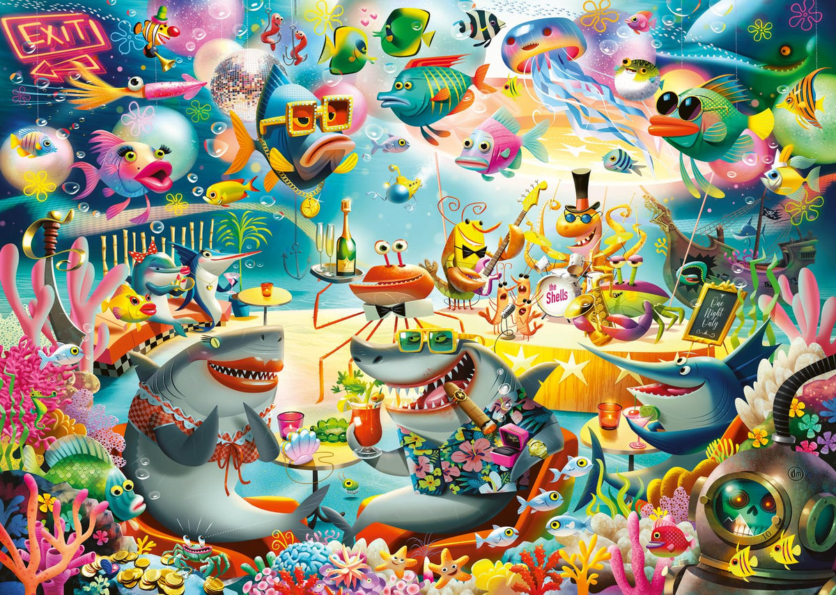 Ravensburger Ocean Lounge puzzle box with vibrant artwork for adults, inviting calm puzzle sessions.