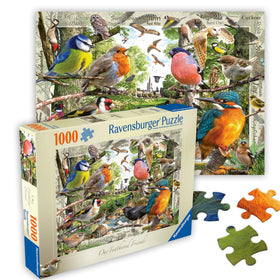 Ravensburger Our Feathered Friends colorfully perched birds scene, a relaxing, screen-free escape for bird lovers.