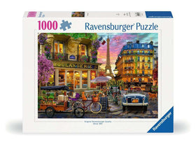 Ravensburger Paris at Dawn Eiffel Tower sunrise puzzle for mindful relaxation.