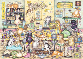 Ravensburger pastel spring cat scene invites relaxing solo puzzling sessions.