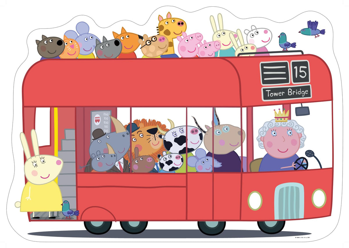 Ravensburger Peppa Pig London Bus giant floor puzzle image inviting a screen-free, focused play session.