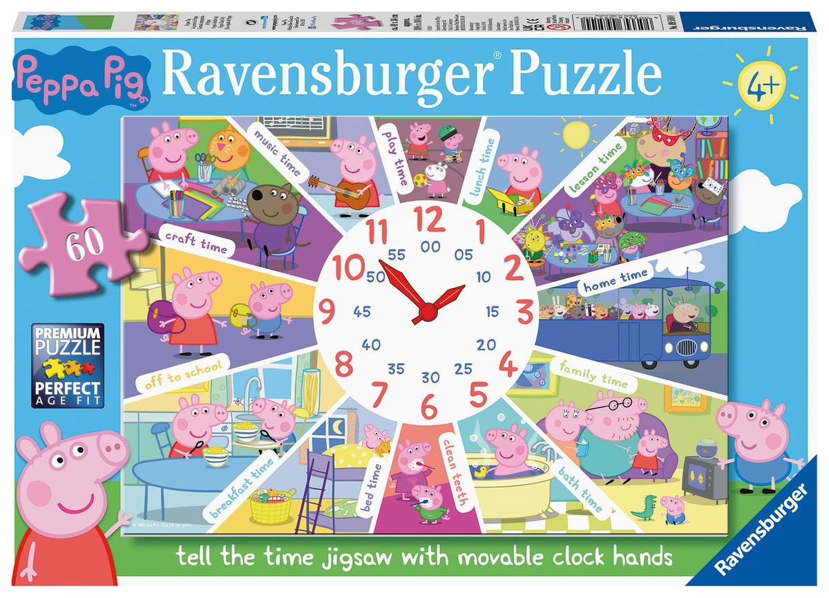 Ravensburger Peppa Pig Tell The Time cover: engaging clock-learning puzzle for kids