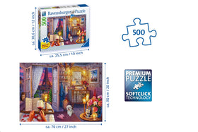 Ravensburger pets in bathroom puzzle: charming furry friends enhance cozy puzzling nights.